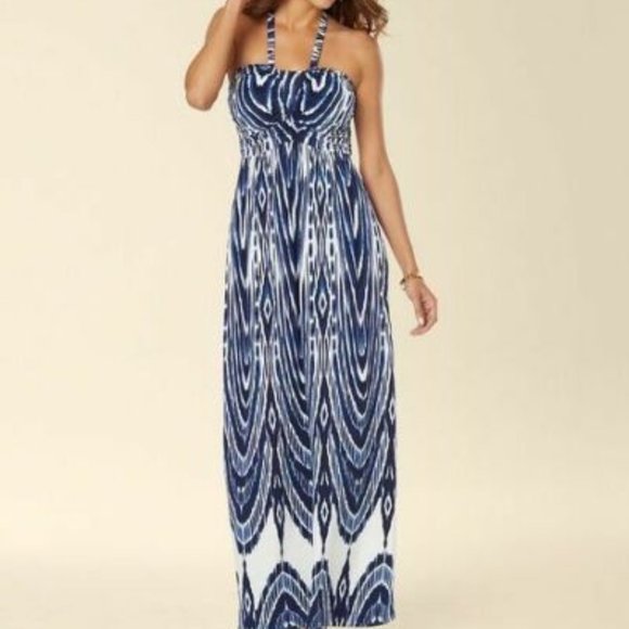 shirred bodice maxi dress
